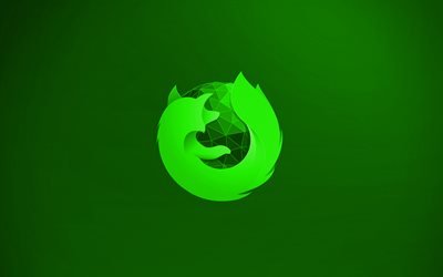 Mozilla Firefoxグリーン-シンボルマーク, 4k, 創造, グリーン, Mozilla Firefox3Dロゴ, Mozilla Firefoxロゴ, 作品, Mozilla Firefox
