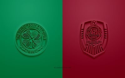 Celtic vs CFR Cluj, Europa League, 2019, promo, football match, UEFA, Group E, UEFA Europa League, Celtic FC, CFR Cluj, 3d art, 3d logo