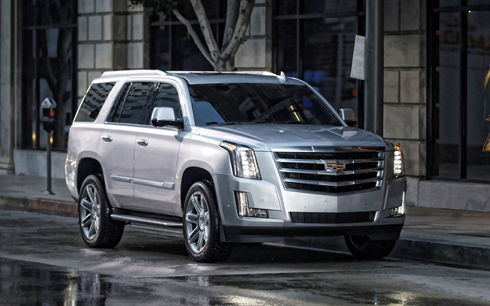Download Wallpapers Cadillac Escalade 19 Exterior Front View New Silver Escalade Luxury Suv American Cars Cadillac For Desktop Free Pictures For Desktop Free