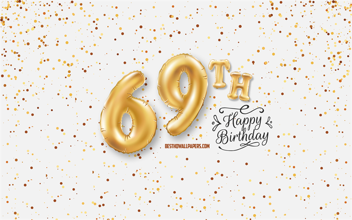 69th Happy Birthday, 3d balloons letters, Birthday background with balloons...