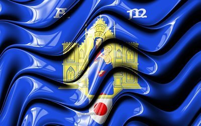 Montpellier Bandiera, 4k, Citt&#224; di Francia, Europa, Bandiera di Montpellier, 3D arte, Montpellier, citt&#224; della francia, Montpellier 3D bandiera della Francia
