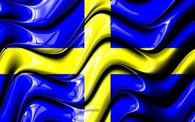 Toulon Flag, 4k, Cities of France, Europe, Flag of Toulon, 3D art, Toulon, French cities, Toulon 3D flag, France