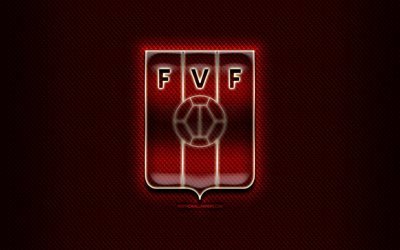 Venezuelan jalkapallomaajoukkue, lasi logo, Etel&#228;-Amerikassa, Conmebol, punainen grunge tausta, Venezuelan Jalkapallomaajoukkue, jalkapallo, FVF-logo, Venezuela