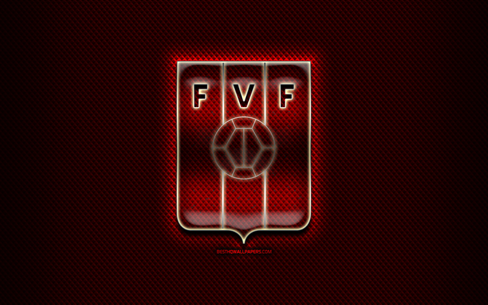Venezuelan football team, glass logo, South America, Conmebol, red grunge background, Venezuela National Football Team, soccer, FVF logo, football, Venezuela