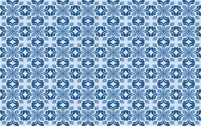Sininen koriste tekstuuri, retro sininen tekstuuri, retro tausta koristeet, taustat koriste, kukka koriste tekstuuri