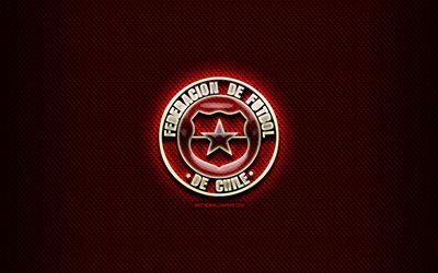 Chilean football team, glass logo, South America, Conmebol, red grunge background, Chile National Football Team, soccer, FFCh logo, football, Chile