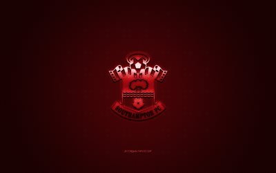FC Southampton, English football club, Premier League, red logo, red carbon fiber background, football, Southampton, England, FC Southampton logo