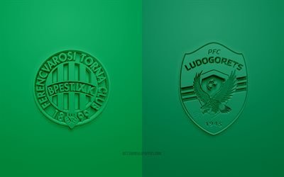 Ferencvaros vs Ludogorets, Europa League, 2019, promo, fotbollsmatch, UEFA, Grupp H, UEFA Europa League, Ferencvaros, Fh hafnarfj&#246;rdur, 3d-konst, 3d-logotyp