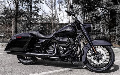 Harley-Davidson Especial FLHRXS, 4k, vista lateral, negro de la motocicleta, 2020 motos, moto gp, superbikes, cl&#225;sico de las motocicletas, la estadounidense de motocicletas Harley-Davidson