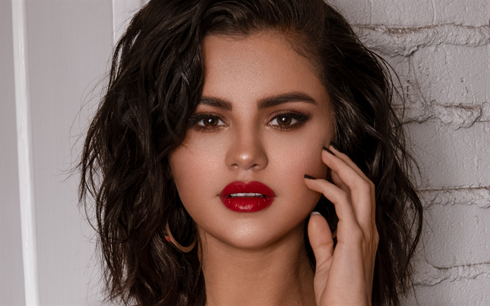 Selena Gomez, 4k, retrato, superestrellas, american celebridad, Selena Marie Gomez, la belleza, la cantante estadounidense, morena mujer, Selena Gomez sesi&#243;n de fotos