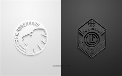 FC Kobenhavn vs FC Lugano, Europa League, 2019, promo, fotbollsmatch, UEFA, Grupp B, UEFA Europa League, FC Köpenhamn, FC Lugano, 3d-konst, 3d-logotyp
