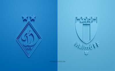 Dinamo Kiev vs Malmo FF, Europa League, en 2019, promo, partido de f&#250;tbol, la UEFA, el Grupo B de la UEFA Europa League, Malmo FF, el FC Dinamo de Kiev, arte 3d, 3d logo