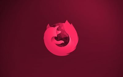 Mozilla Firefox vaaleanpunainen logo, 4k, luova, vaaleanpunainen tausta, Mozilla Firefox 3D logo, Mozilla Firefox-logo, kuvitus, Mozilla Firefox
