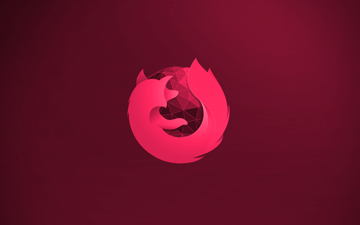 Mozilla Firefox pink logo, 4k, creative, pink background, Mozilla Firefox 3D logo, Mozilla Firefox logo, artwork, Mozilla Firefox