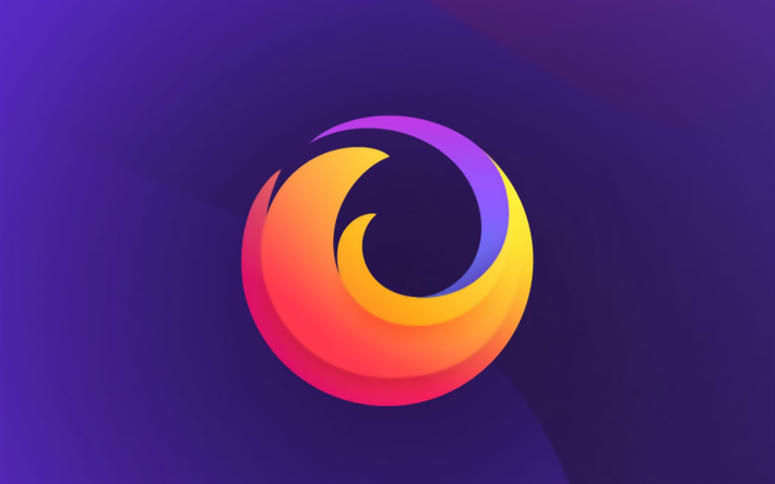 Mozilla Firefox平ロゴ, 4k, 創造, 紫色の背景, Mozilla Firefoxロゴ, 作品, Mozilla Firefox