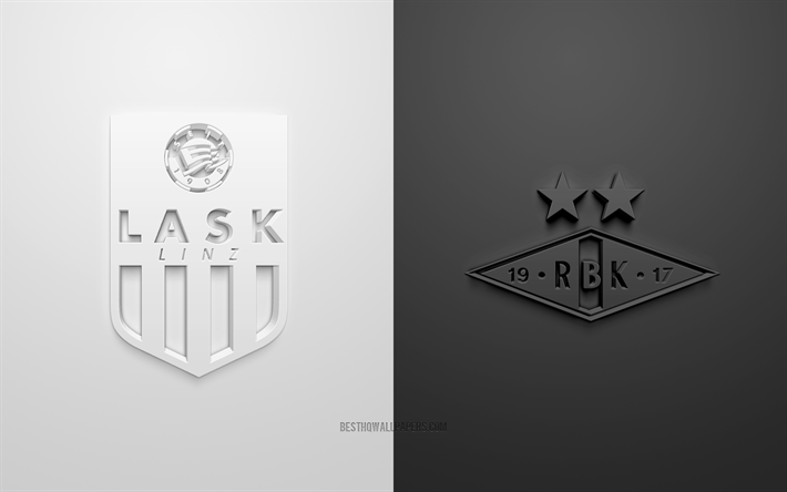 LASK Linz vs Rosenborg, Europa League, en 2019, promo, partido de f&#250;tbol, la UEFA, Grupo D de la UEFA Europa League, LASK Linz, el Rosenborg BK, arte 3d, 3d logo