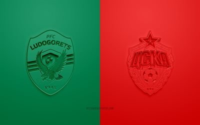 Ludogorets vs CSKA de Mosc&#250;, Europa League, en 2019, promo, partido de f&#250;tbol, la UEFA, del Grupo H de la UEFA Europa League, Ludogorets, el CSKA de Mosc&#250;, arte 3d, 3d logo