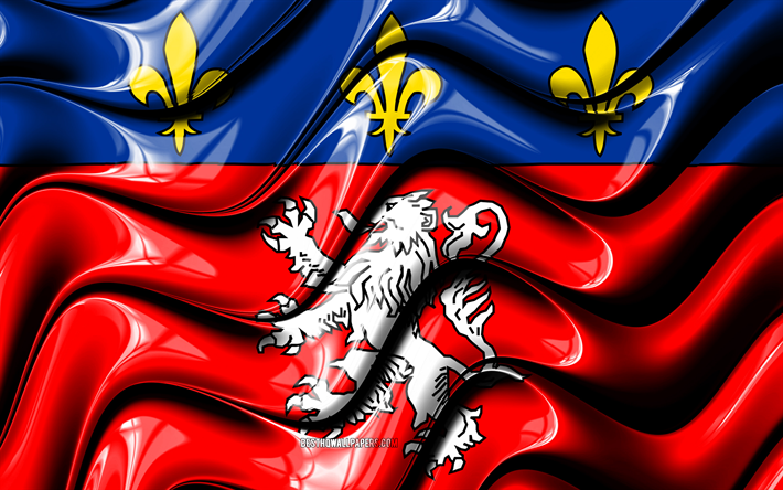 Lyon Flagga, 4k, St&#228;derna i Frankrike, Europa, Flaggan i Lyon, 3D-konst, Lyon, Franska st&#228;der, Lyon 3D-flagga, Frankrike