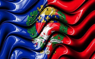 Paris Flag, 4k, Cities of France, Europe, Flag of Paris, 3D art, Paris, French cities, Paris 3D flag, France
