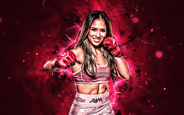 Valerie Loureda, MMA, american fighters, purple neon lights, Mixed martial arts, female fighters, MMA fighters
