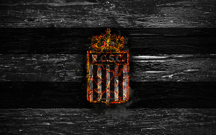 Charleroi FC, fogo logotipo, Jupiler League, branco e preto linhas, B&#233;lgica futebol clube, grunge, RSC Charleroi, futebol, Charleroi logotipo, textura de madeira, B&#233;lgica