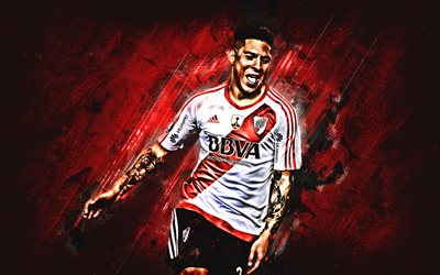 Enzo Perez, CA River Plate, midfielder, joy, red stone, portrait, famous footballers, football, argentinian footballers, grunge, Argentina, River Plate