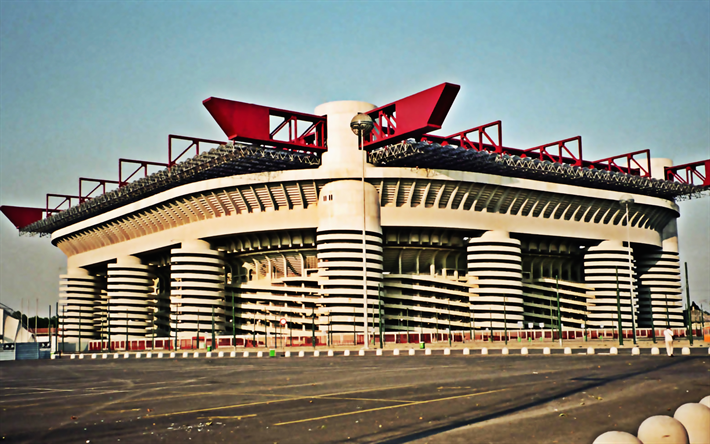 San Siro, Italiensk fotboll stadion, De Giuseppe Meazza, Milano, Italien, Serie A, Internationella FC stadion, fotboll, AC Milan-Stadion