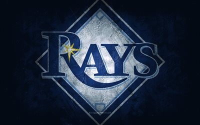 Tampa Bay Rays, American baseball team, blue stone background, Tampa Bay Rays logo, grunge art, MLB, baseball, USA, Tampa Bay Rays emblem
