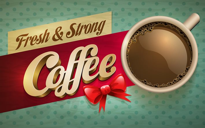time for coffee, 4k, cup with coffee, vector art, coffee concept, drink coffee, creative, coffee time