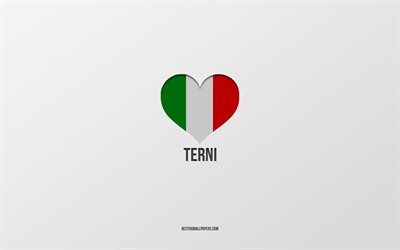 Amo Terni, citt&#224; italiane, sfondo grigio, Terni, Italia, cuore della bandiera italiana, citt&#224; preferite, Love Terni