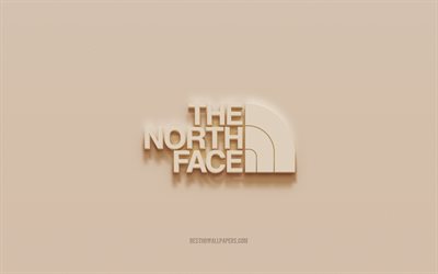 Logo The North Face, sfondo in gesso marrone, logo 3d The North Face, marchi, emblema The North Face, arte 3d, The North Face