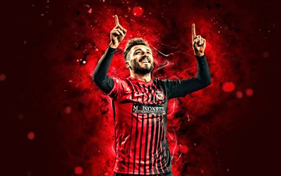 Cenk Sahin, 4k, Gaziantep FC, Turkish Super Lig, turkish footballers, Enver Cenk Sahin, soccer, red neon lights, Fenerbahce FK, Cenk Sahin Gaziantep
