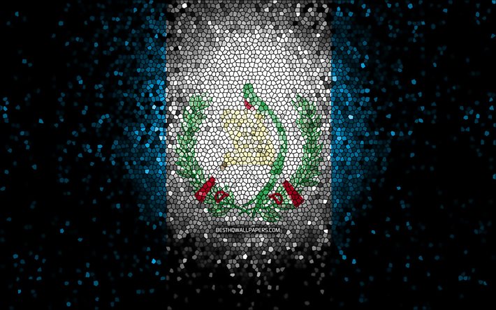 Guatemala flagga, mosaik konst, Nordamerikanska l&#228;nder, Guatemalas flagga, nationella symboler, konstverk, Nordamerika, Guatemala