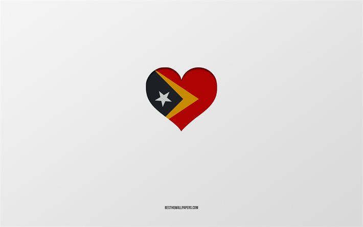 Doğu Timor, Asya &#252;lkeleri, gri arkaplan, Doğu Timor bayrak kalbi, favori &#252;lke, Aşk Timor-Leste