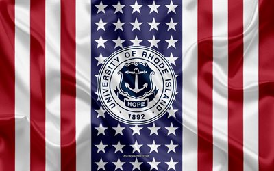 University of Rhode Island Emblem, American Flag, University of Rhode Island logo, Kingston, Rhode Island, USA, University of Rhode Island