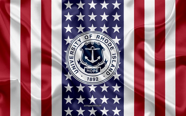 Rhode Island &#220;niversitesi Amblemi, Amerikan Bayrağı, Rhode Island &#220;niversitesi logosu, Kingston, Rhode Island, ABD, Rhode Island &#220;niversitesi