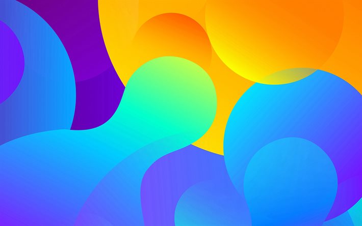 colorful abstract background, 4k, geometric shapes, artwork, circles, colorful backgrounds