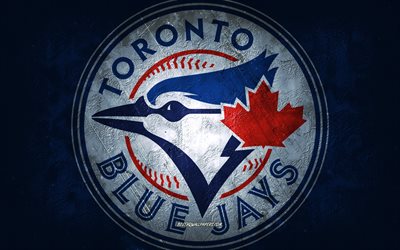 Toronto Blue Jays, Canadian baseball team, blue stone background, Toronto Blue Jays logo, grunge art, MLB, baseball, USA, Toronto Blue Jays emblem