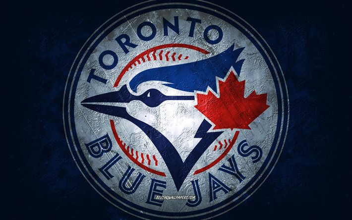 Toronto Blue Jays, Kanadalı beyzbol takımı, mavi taş arka plan, Toronto Blue Jays logosu, grunge sanat, MLB, beyzbol, ABD, Toronto Blue Jays amblemi