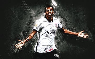 Jo, Corinthians, Brazilian footballer, portrait, gray stone background, football, Joao Alves de Assis Silva