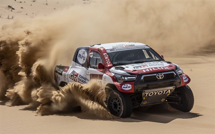 Gazoo Racing, Toyota Hilux, 2021, Rally Dakar, d&#233;sert, SUV racing, voitures de rallye