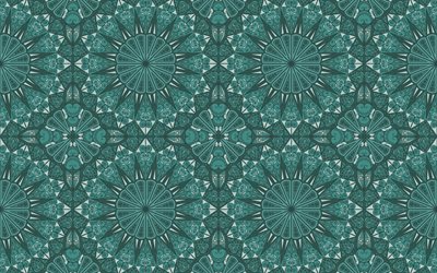 turquoise ornaments texture, 4k, turquoise ornaments background, ornaments pattern, retro ornament texture, ornament retro background