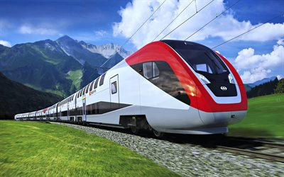 Bombardier FV-Dosto, double-decker train, train travel, train, Bombardier, SBB RABe 502, modern trains