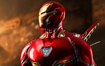 4k, IronMan, arte 3D, los superh&#233;roes, los C&#243;mics de Marvel, IronMan 4K, la batalla, el creativo, el Hombre de acero 3D