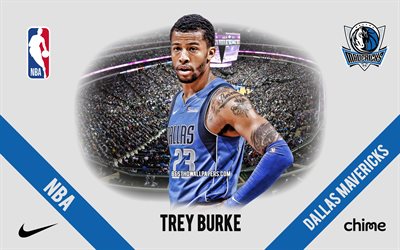 Trey Burke, Dallas Mavericks, American Basketball Player, NBA, portrait, USA, basketball, American Airlines Center, Dallas Mavericks logo
