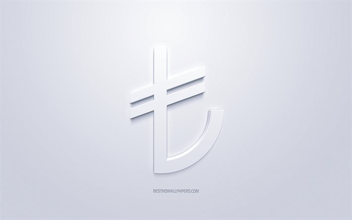 Turkish lira symbol, currency sign, Turkish lira, white 3D Turkish lira sign, Turkish lira Currency, white background