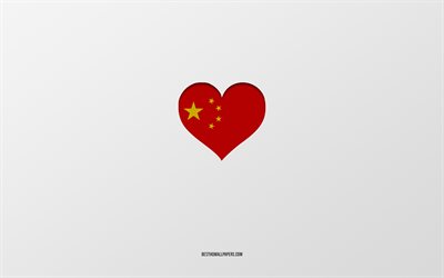 I Love China, Asia countries, China, gray background, China flag heart, favorite country, Love China