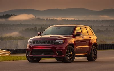 Jeep Grand Cherokee Trackhawk, SUVs, 2018 cars, sunset, new Grand Cherokee, Jeep