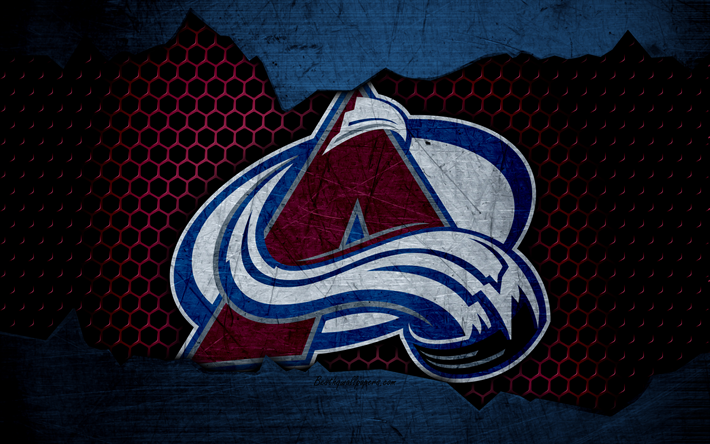 Colorado Avalanche, 4k, logo, NHL, hokey, Batı Konferansı, ABD, grunge, metal doku, Merkez şube