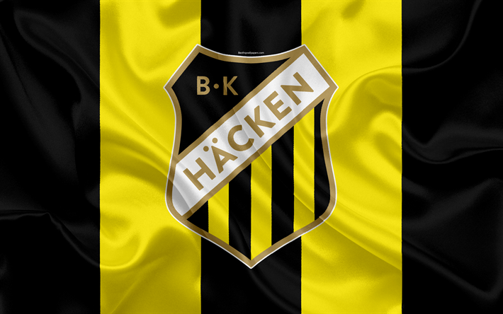 هاك FC, 4k, السويدي لكرة القدم, شعار, الدوري السويدي الممتاز, كرة القدم, غوتنبرغ, Hisingen, السويد, الحرير العلم, السويدي لكرة القدم بطولة